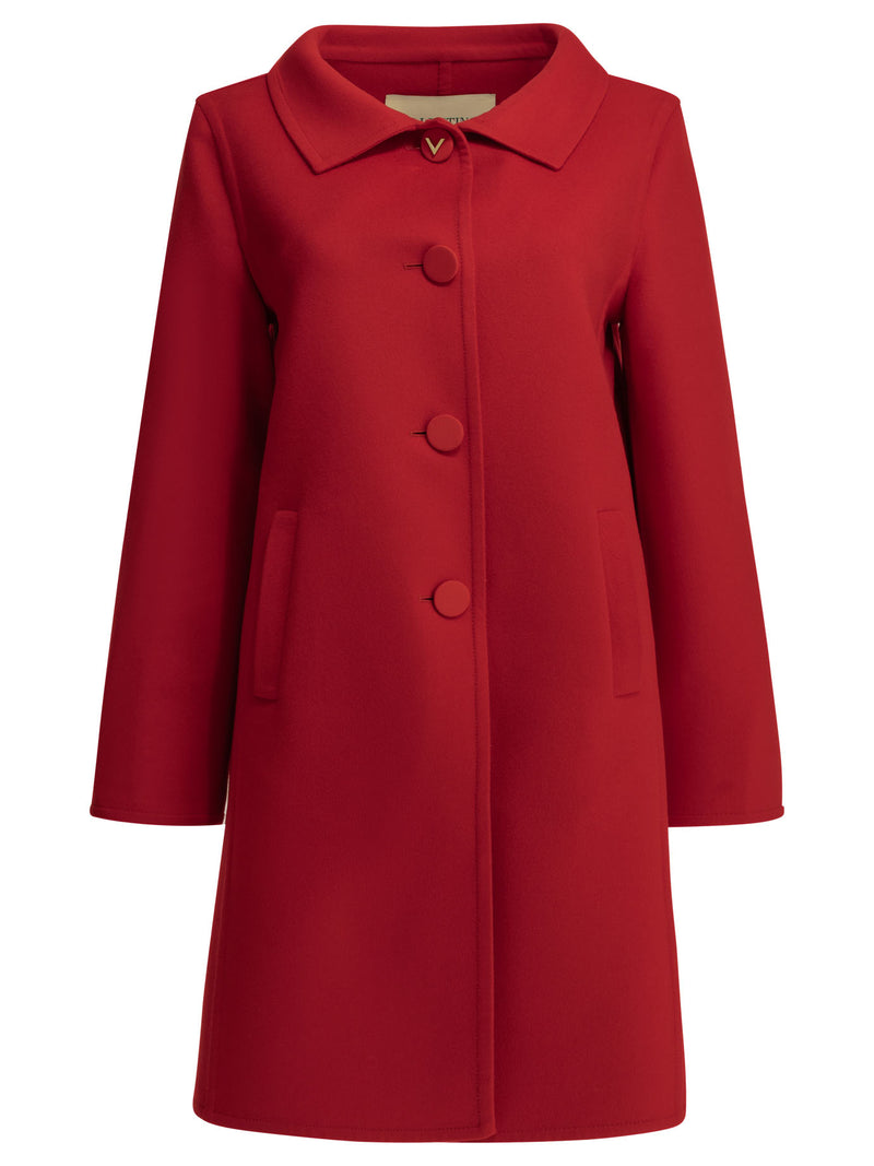 Valentino Valentino Long Wool and Cashmere Coat Red - World Class Fashion
