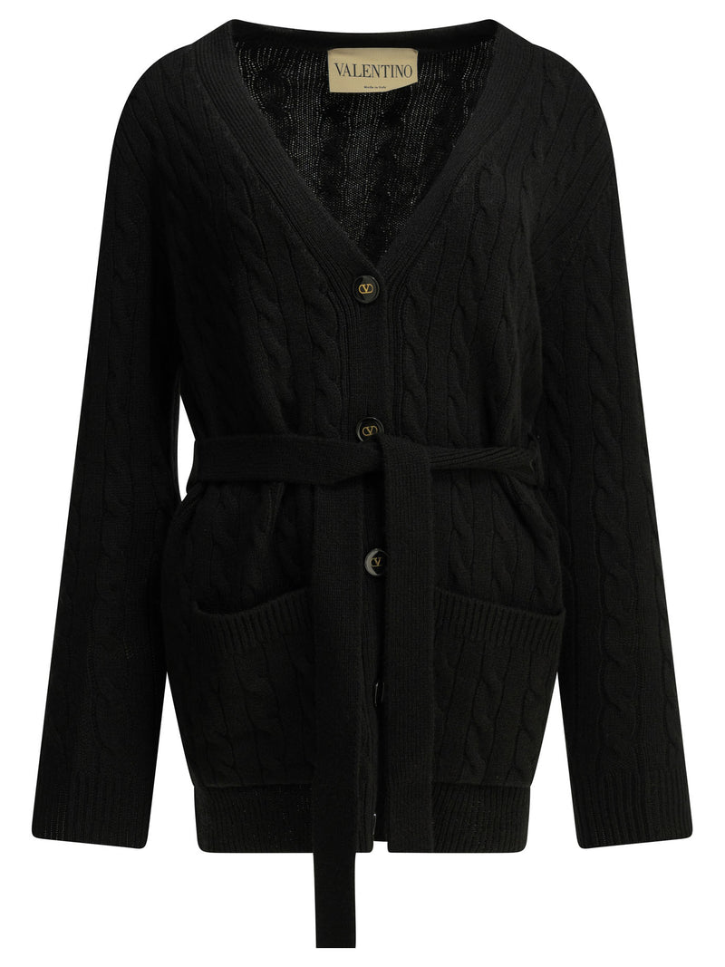 Valentino Valentino Cashmere Cable-knit Cardigan Black - World Class Fashion