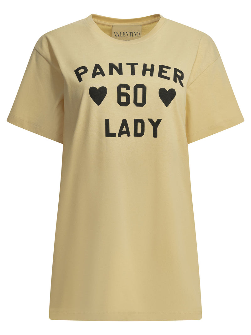 Valentino Valentino Panther Lady Crew-neck T-shirt Beige - World Class Fashion