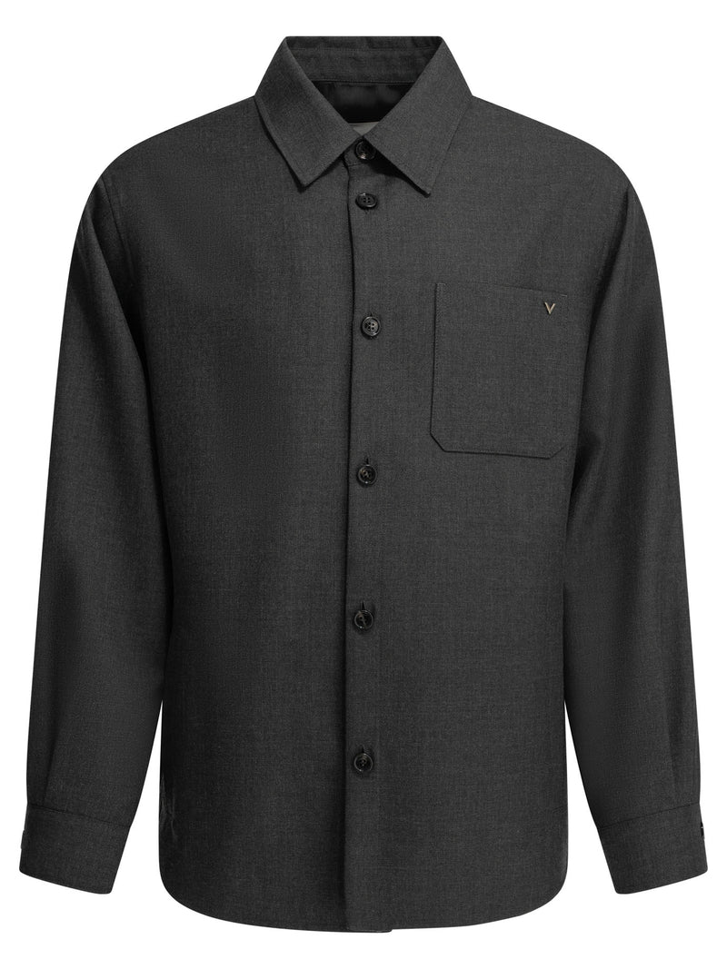 Valentino Valentino Vlogo Overshirt Jacket Grey - World Class Fashion