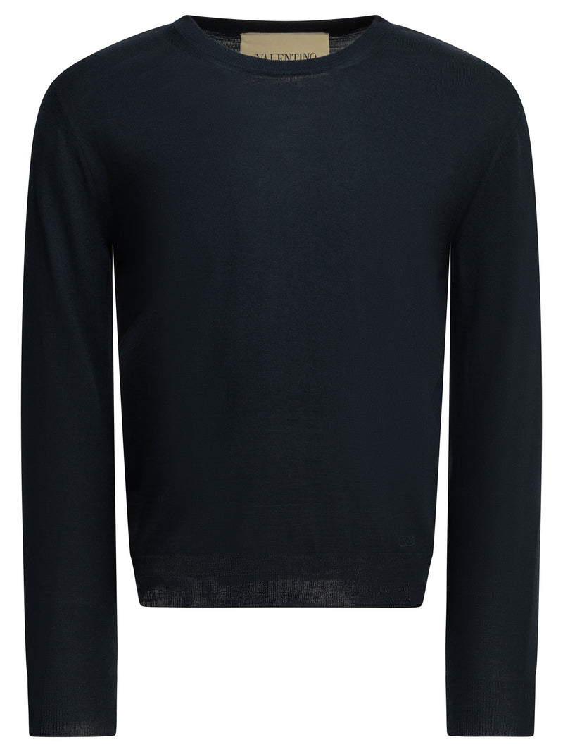 Valentino Sudadera Valentino con cuello redondo y el logotipo V en azul - World Class Fashion