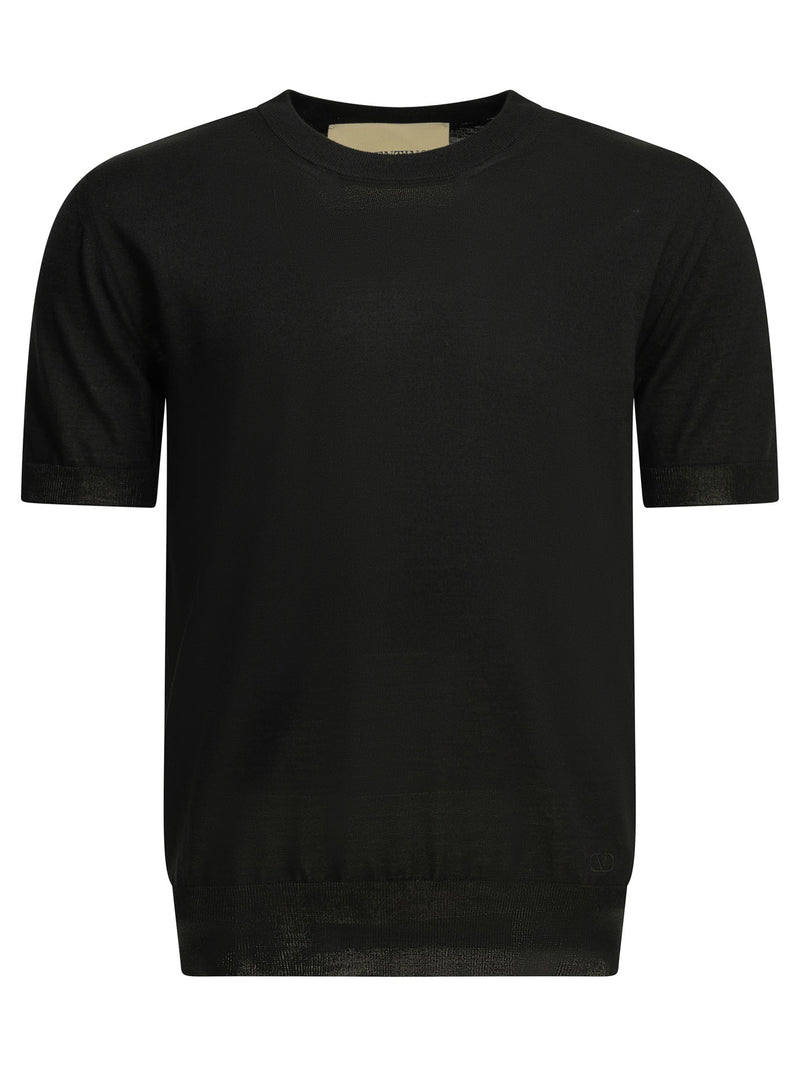 Valentino Suéter negro de cuello redondo Valentino Vlogo - World Class Fashion