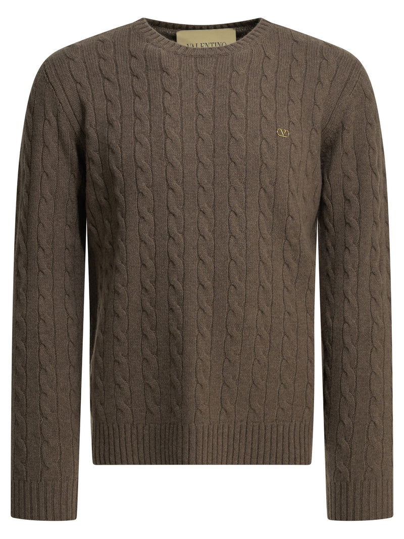 Valentino Valentino Vlogo Crew-neck Sweater Brown - World Class Fashion