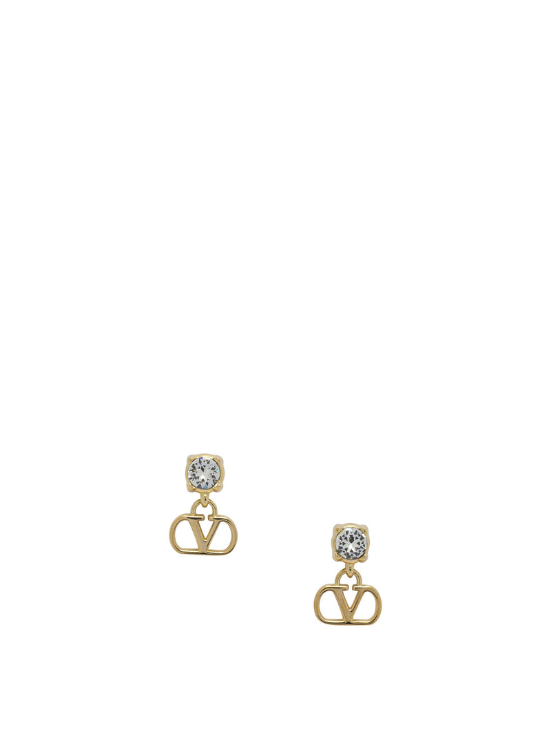 Valentino Garavani Valentino Garavani Vlogo Swarovski Pin Earrings Gold - World Class Fashion