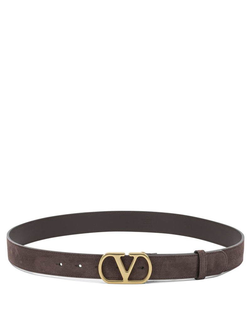 Valentino Garavani Valentino Garavani Vlogo Signature Leather Belt Brown - World Class Fashion