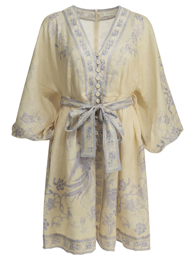 Zimmermann Zimmermann Indra Plunge Vestido Corto Blanco - World Class Fashion