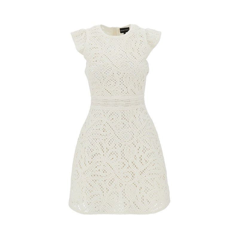 Emporio Armani Emporio Armani Cornely Embroidered Mini Dress White - World Class Fashion