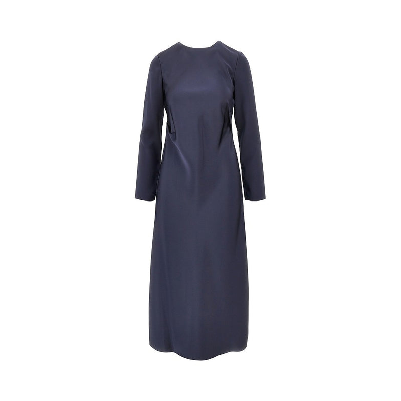 Emporio Armani Emporio Armani Satin-effect Tecno Twill Midi Dress Blue - World Class Fashion