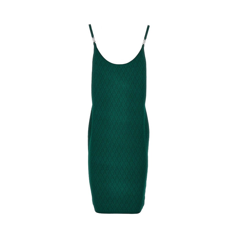 Versace Versace Jacquard Knit Knee-length Dress Green - World Class Fashion