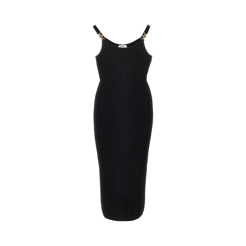 Versace Versace Knitted Midi Dress with Medusa Black - World Class Fashion