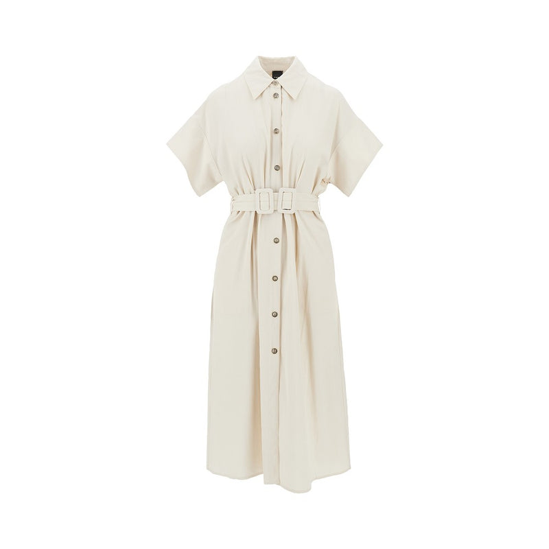 Pinko Pinko Cotton Midi Shirt Dress Beige Women - World Class Fashion