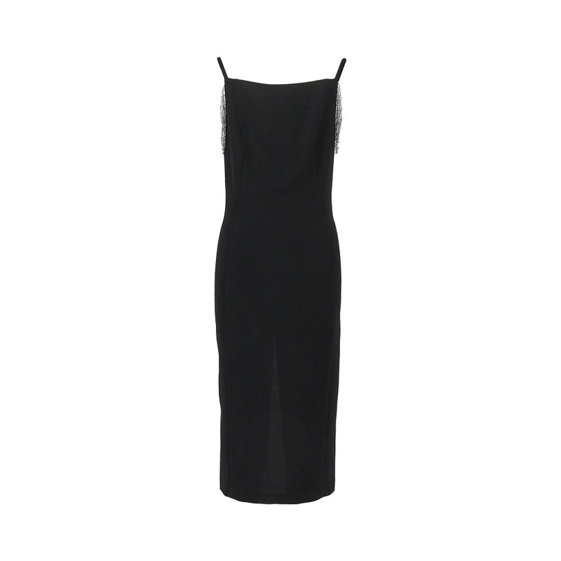 Pinko Pinko Midi Dress with Jewelled Shoulders Black - World Class Fashion