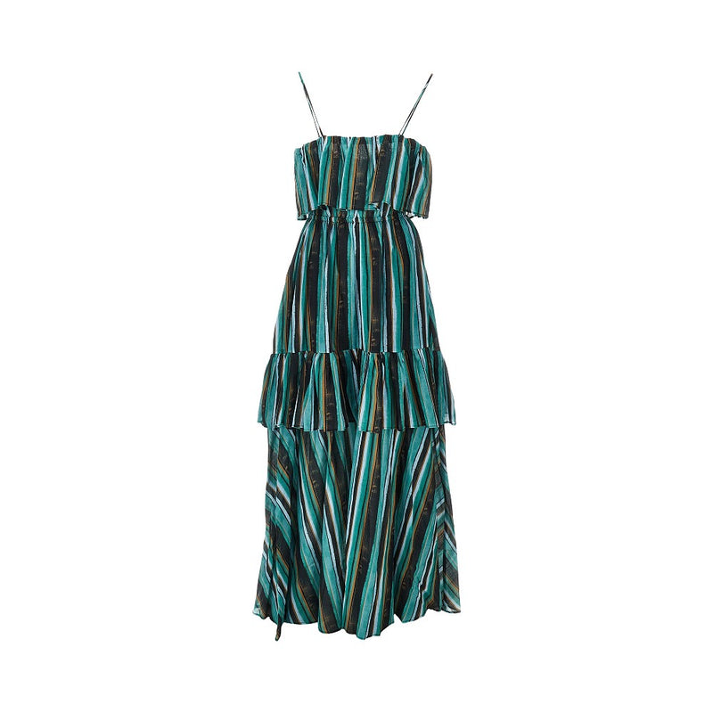 Pinko Pinko Striped Print Muslin Maxi Dress Multicolor - World Class Fashion