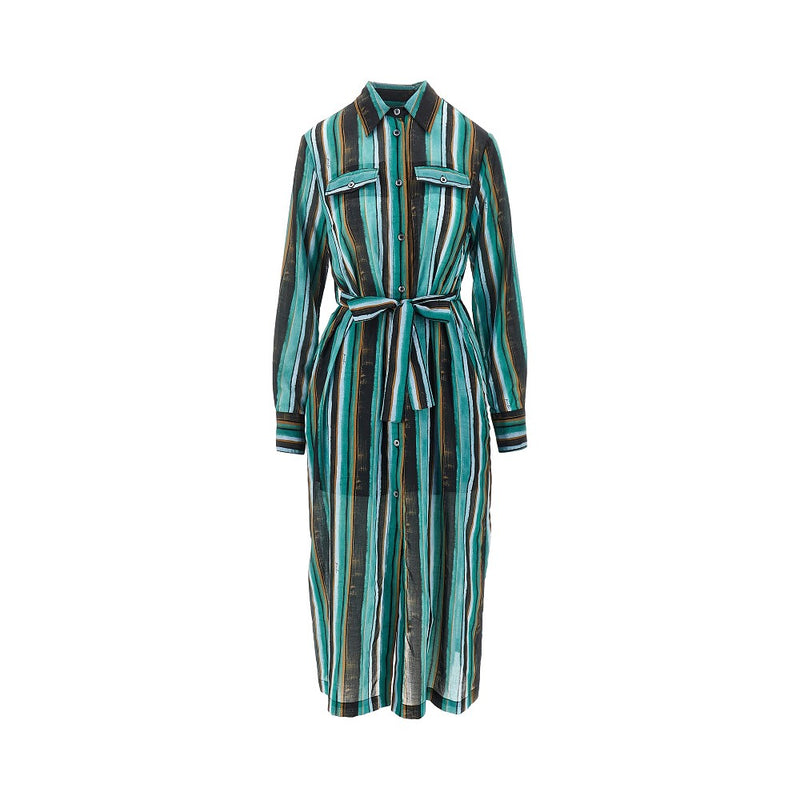 Pinko Pinko Printed Muslin Midi Shirt Dress Multicolor - World Class Fashion