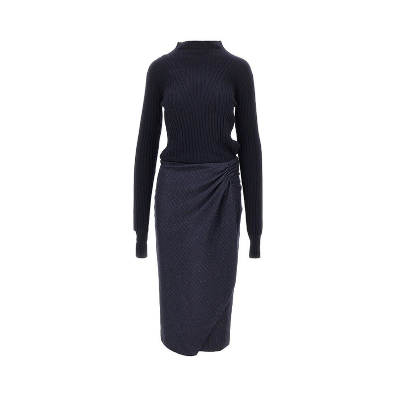 Pinko Pinko Knitted Midi Dress Blue Women - World Class Fashion