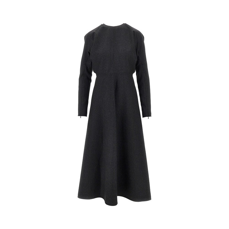 Victoria Beckham Victoria Beckham Wool Dolman Midi Dress Grey - World Class Fashion