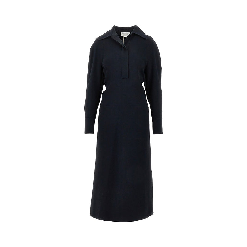 Victoria Beckham Victoria Beckham Cady Midi Shirt Dress Blue - World Class Fashion