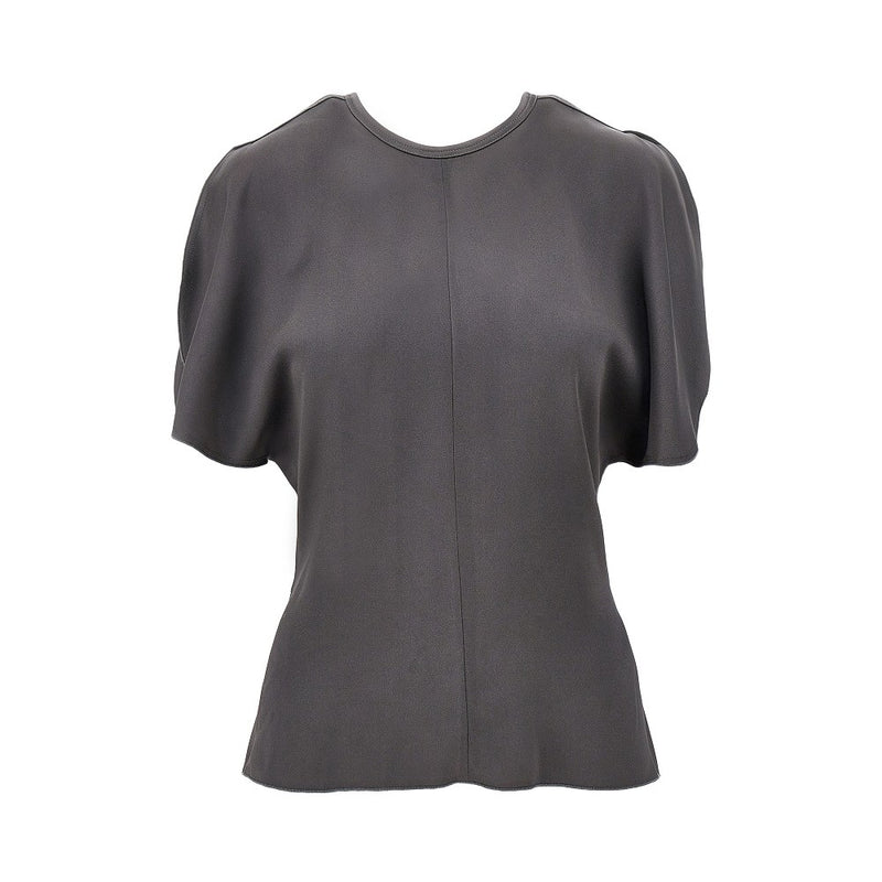Victoria Beckham Victoria Beckham Bela Crepe Back Satin Top Grey - World Class Fashion