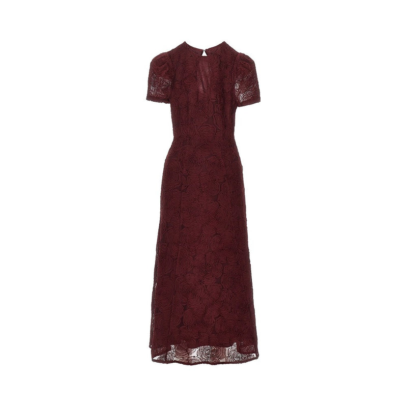 Rotate Rotate Floral Mesh Ankle-length Dress Red - World Class Fashion