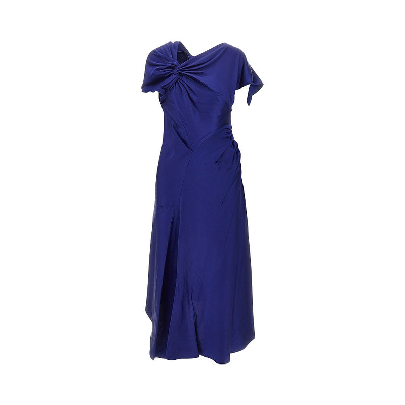 Victoria Beckham Victoria Beckham Crepe Back Satin Midi Dress Blue - World Class Fashion