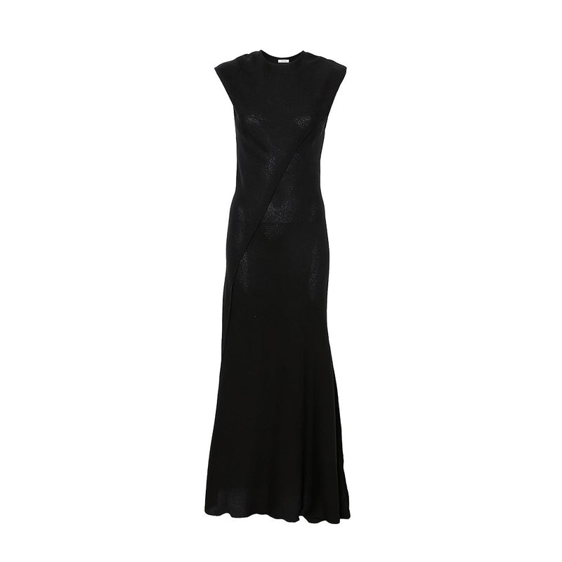 The Attico The Attico Scooped Back Wool Long Dress Black - World Class Fashion