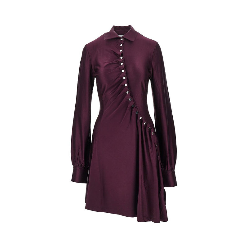 Rabanne Rabanne Draped Jersey Mini Dress Purple - World Class Fashion