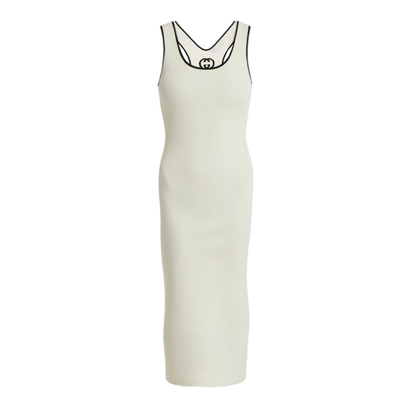 Gucci Gucci Ribbed Knit Midi Dress White - World Class Fashion