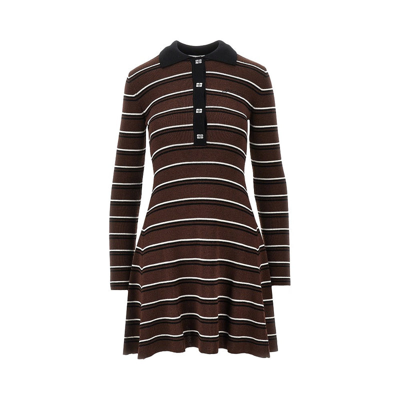 Ganni Ganni Knitted Short Dress Brown Women - World Class Fashion