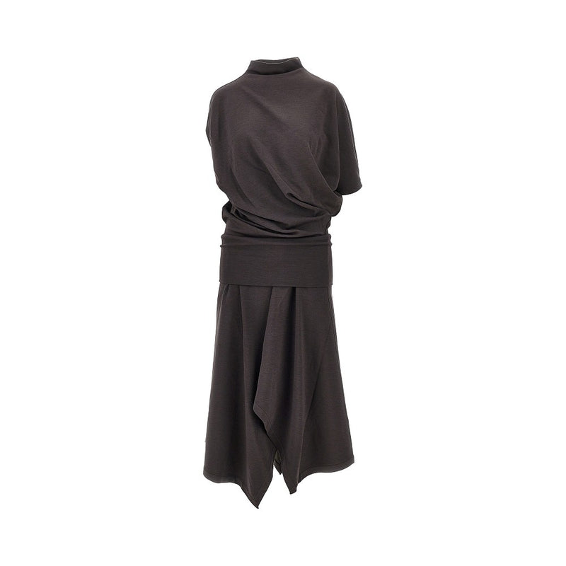 Lemaire Lemaire Twisted Wool-blend Jersey Dress Brown - World Class Fashion