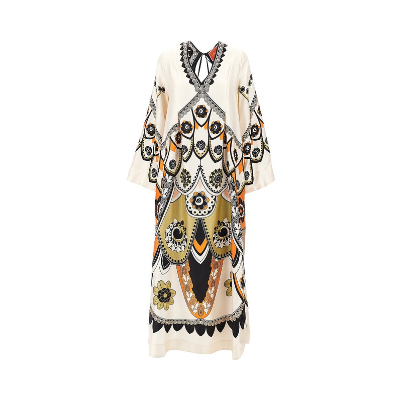 La Double J La Double J Twin Flame Printed Silk Dress Multicolor - World Class Fashion