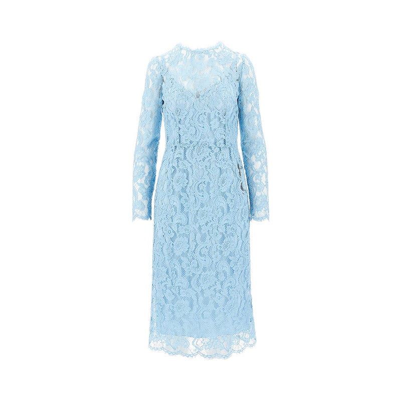Dolce&gabbana Dolce&Gabbana Floral Lace Midi Dress Blue Women - World Class Fashion