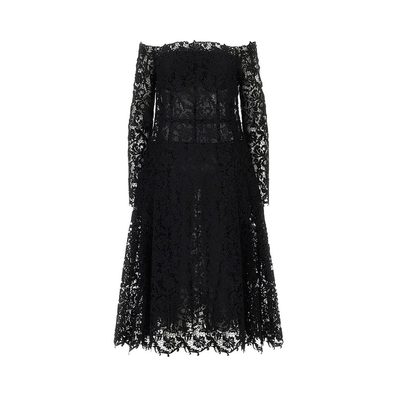 Fendi Fendi Macramè Lace Midi Dress Black - World Class Fashion