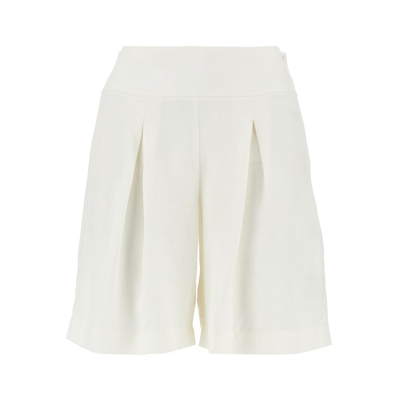 Emporio Armani Emporio Armani Viscose Linen Shorts White Women - World Class Fashion