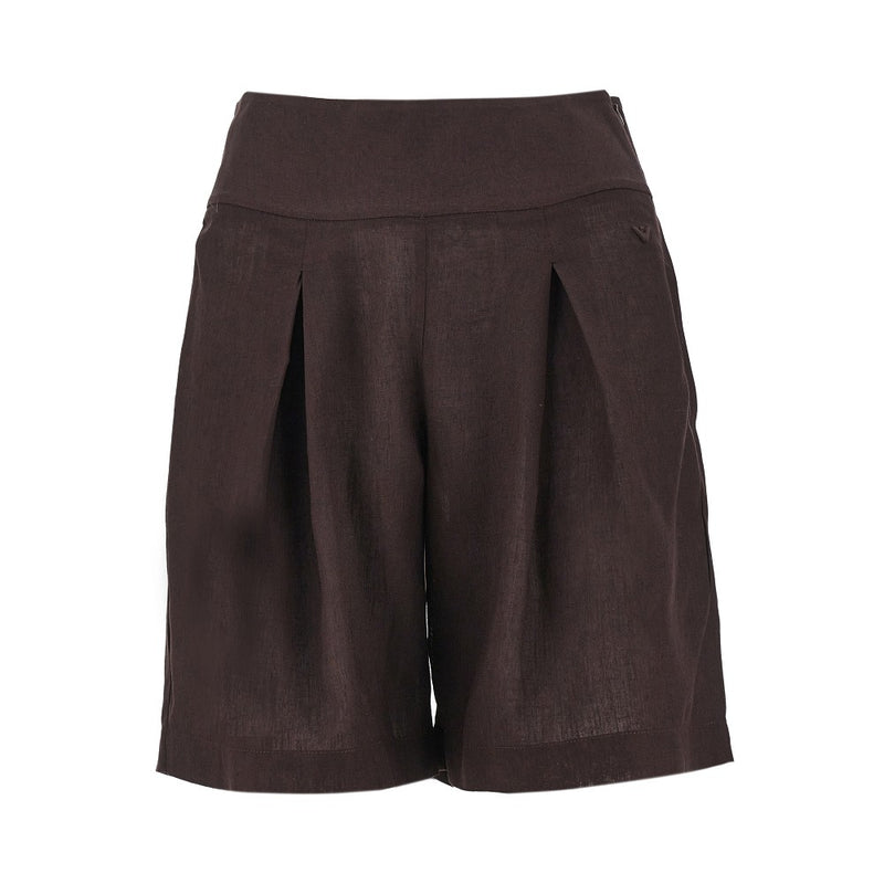 Emporio Armani Emporio Armani Viscose Linen Shorts Brown Women - World Class Fashion