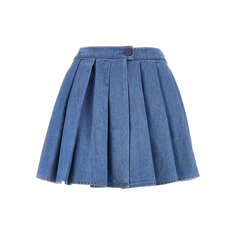 Emporio Armani Emporio Armani Check Print Satin Skorts Blue Women - World Class Fashion