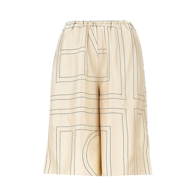 Toteme Toteme Monogram Silk Shorts Beige Women - World Class Fashion
