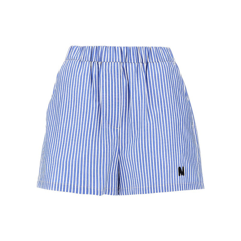 Msgm Msgm Striped Cotton Poplin Shorts Blue Women - World Class Fashion