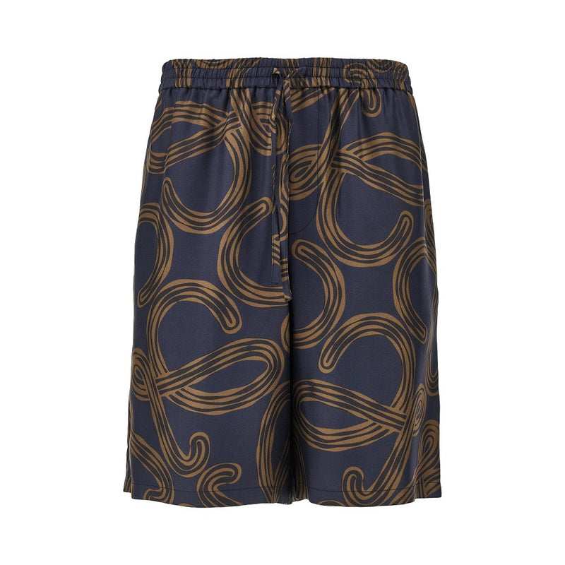 Loewe Loewe Anagram Print Silk Shorts Blue Men - World Class Fashion