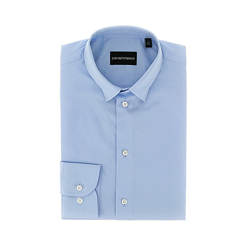 Emporio Armani Emporio Armani Stretch Poplin Shirt Blue - World Class Fashion