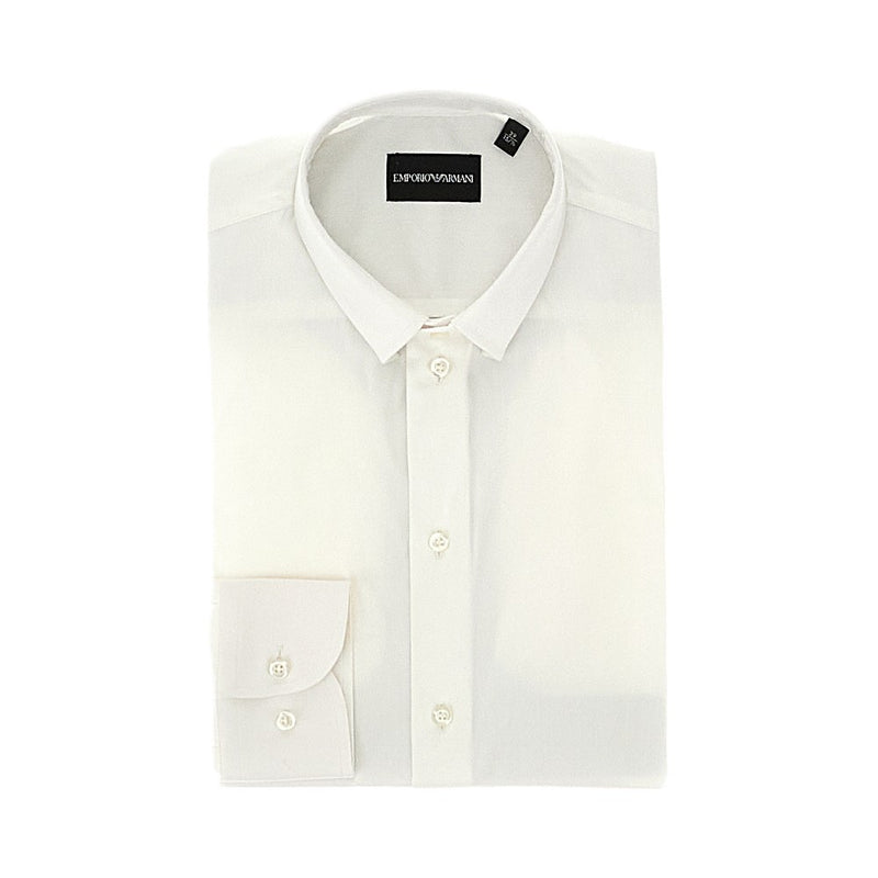 Emporio Armani Emporio Armani Stretch Poplin Shirt White Men - World Class Fashion