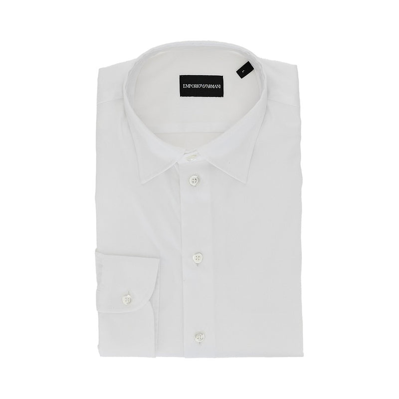 Emporio Armani Emporio Armani Stretch Cotton Twill Shirt White - World Class Fashion