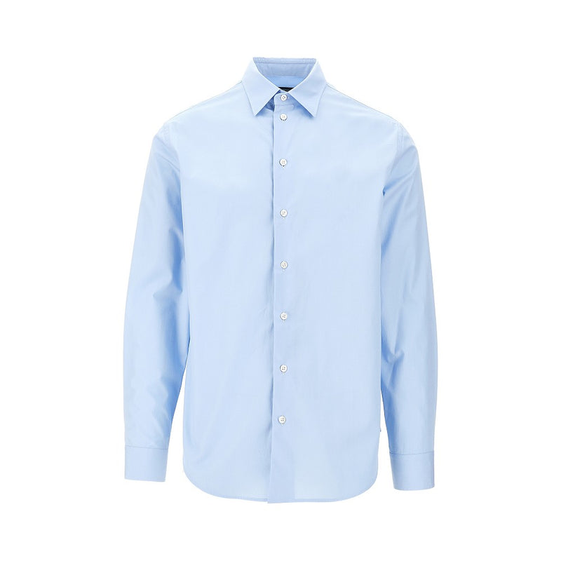 Emporio Armani Emporio Armani Cotton Poplin Shirt Blue Men - World Class Fashion