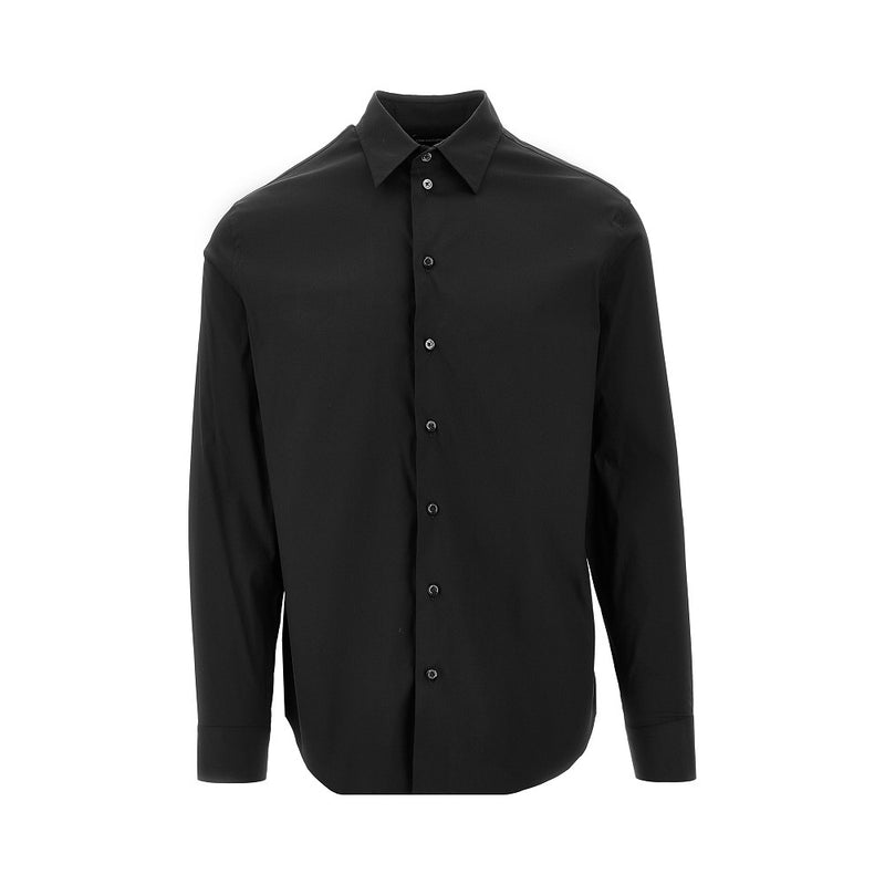 Emporio Armani Emporio Armani Stretch Poplin Shirt Black Men - World Class Fashion