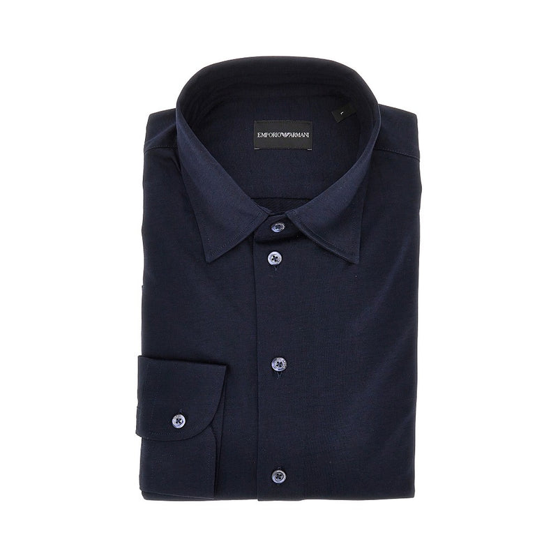 Emporio Armani Emporio Armani Stretch Jersey Shirt Blue Men - World Class Fashion