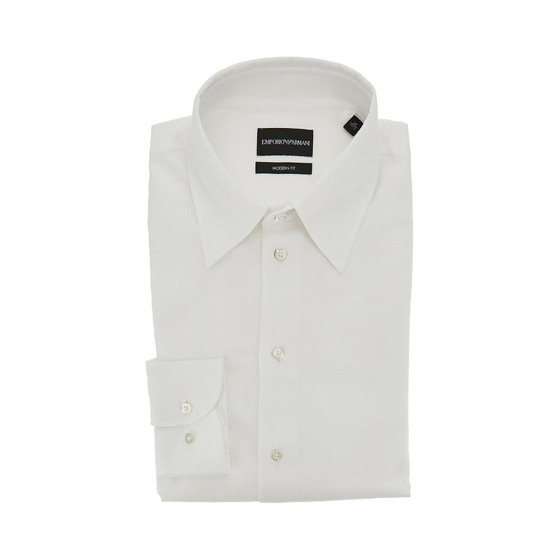 Emporio Armani Emporio Armani Modern Fit Cotton Shirt White - World Class Fashion