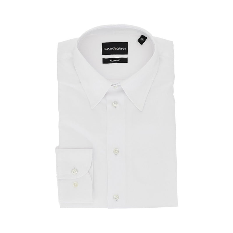 Emporio Armani Emporio Armani Cotton Twill Shirt White Men - World Class Fashion