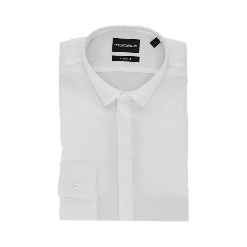 Emporio Armani Emporio Armani Stretch Twill Shirt White Men - World Class Fashion