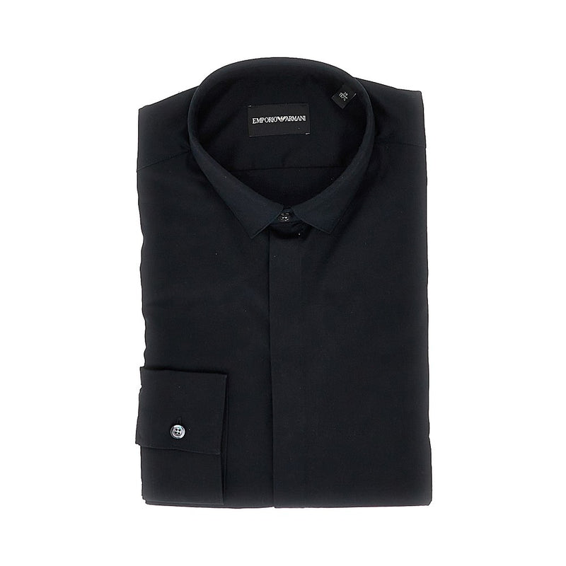 Emporio Armani Emporio Armani Stretch Twill Shirt Black Men - World Class Fashion