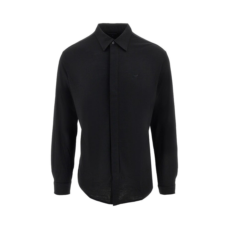 Emporio Armani Emporio Armani Wool Jersey Shirt Black Men - World Class Fashion