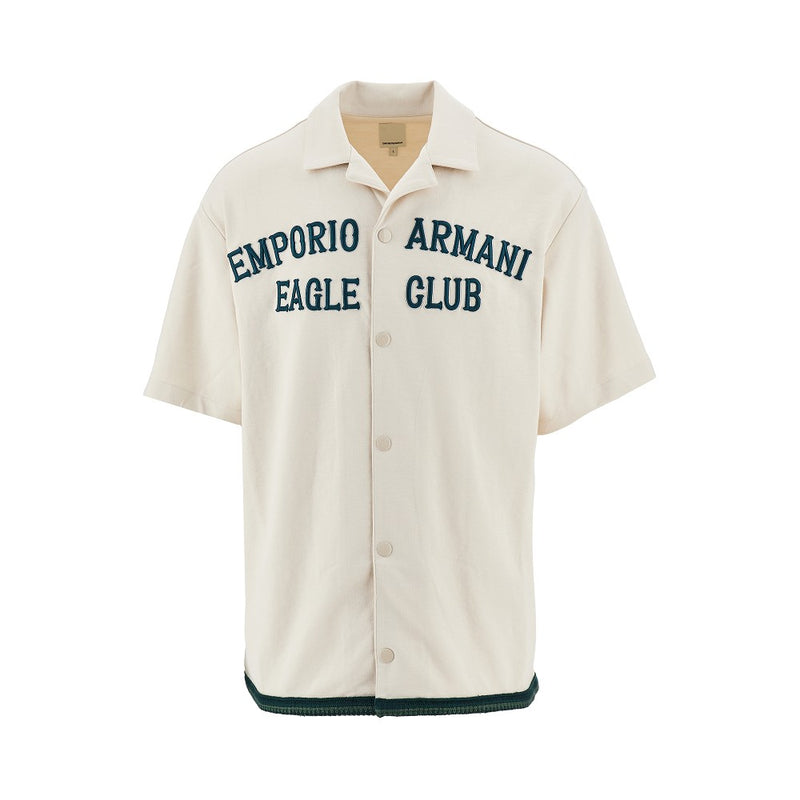 Emporio Armani Emporio Armani Eagle Club Jersey Baseball Shirt Beige - World Class Fashion